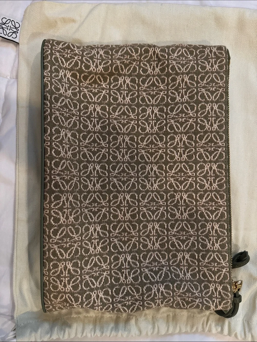Loewe Beige & Olive Monogram Messenger Bag